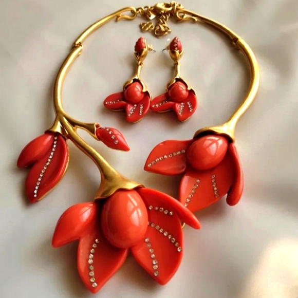🌹Set Oscar De La Renta   necklace and earrings - Picture 2 of 15